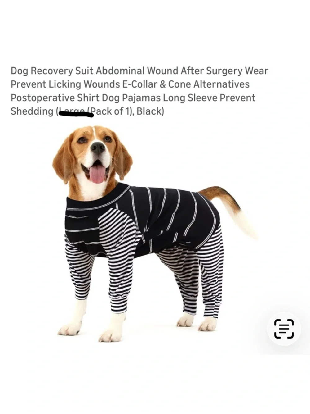 Black & White Striped Dog Recovery Suit - Prevent Licking After Surgery. New SM